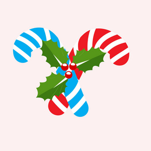 圣诞糖果藤饰以弓和圣诞树分行 Eps 10
