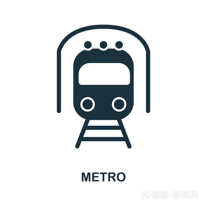 平面样式图标设计."地铁" 图标的矢量插图.象形文字隔离在白色