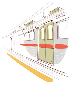 地铁车站月台与列车照片