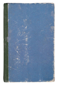 老书古董蓝色书盖子。孤立的老蓝书。空白老书盖子在白色被隔绝了
