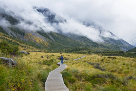 胡克谷轨道,最受欢迎的散步在奥拉基Mt厨师国家公园,新西兰