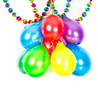 彩色气球和花环。方装饰