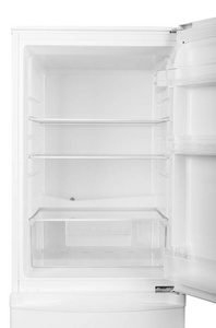 现代开放空冰箱在白色背景