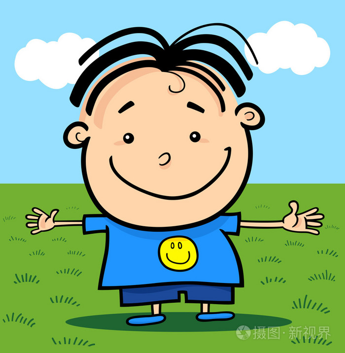 卡通可爱的小快乐男生