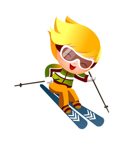 男孩滑雪