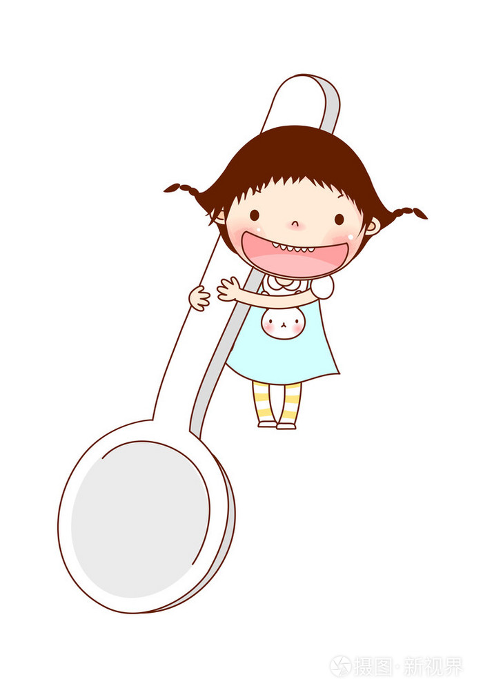 女孩拿勺子的肖像
