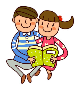 男孩和女孩读本书的肖像