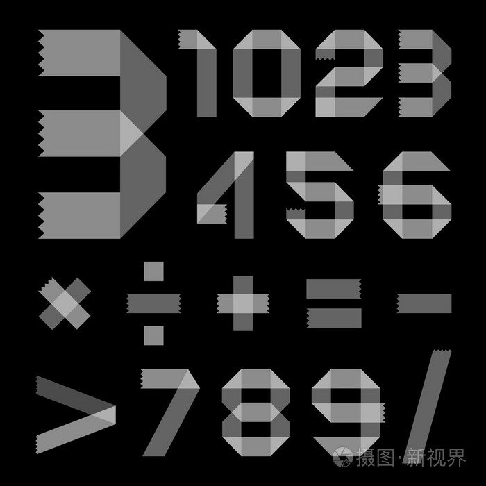 从透明胶带-阿拉伯数字的字体
