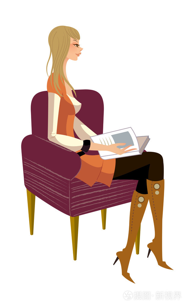 女人坐在她的侧面图