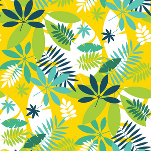 简单的绿色热带叶设计无缝图案
