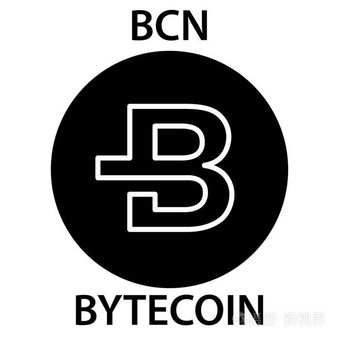 Bytecoin 硬币 cryptocurrency blockchain 图标。虚拟电子, 互联网货币或 cryptocoin