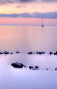 海石头 st 日落厄尔巴岛，意大利