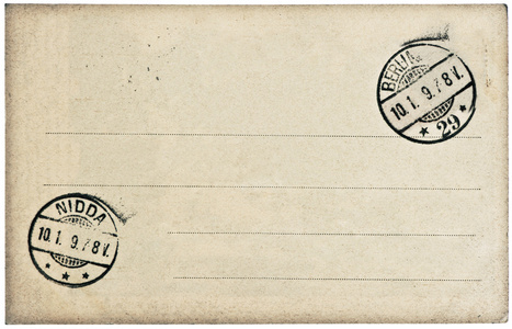 与邮戳和邮票明信片背景照片