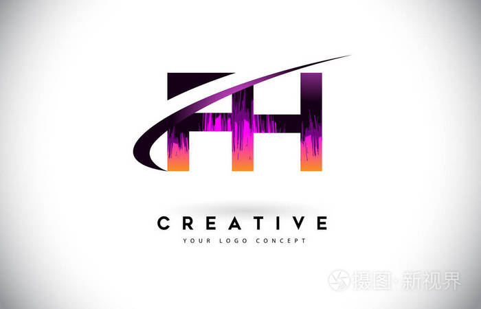 与紫色鲜艳的色彩设计的 fh f 小时的标签.cre