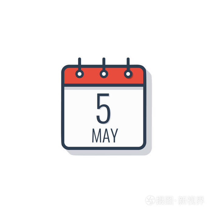 在白色背景上隔离的日历日图标5月5日