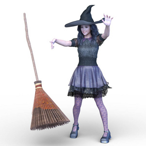 巫婆服装 woman3d Cg 渲染的女巫服装妇女