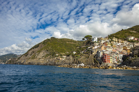 海滨景观在镇里奥马焦雷在五渔村在利古里亚海在意大利