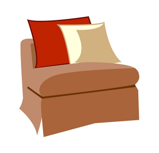 棕色的沙发上和枕头