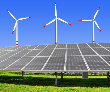 太阳能板和风力发电机图片