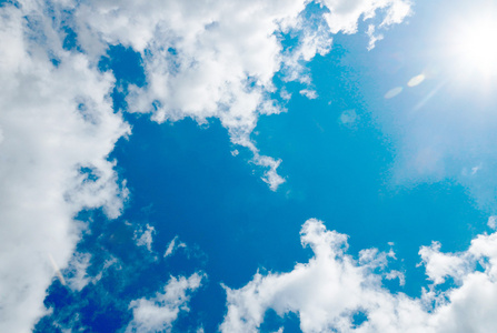天空与云彩和太阳照片