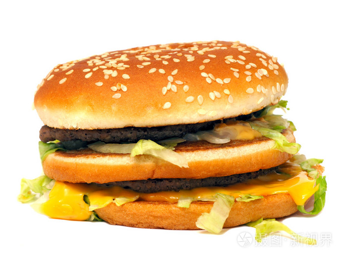 一个真正的汉堡包的孤立的照片