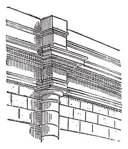 壁柱 投影的列，复古雕刻