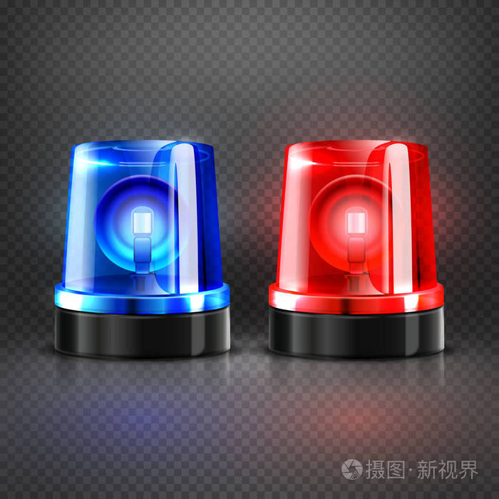 逼真的警察救护车闪光的红色和蓝色警报器孤立矢量例证插画 正版商用图片05aoje 摄图新视界 逼真的警察救护车闪光的红色和蓝色警报器孤立矢量例证插画 正版商用图片05aoje 摄图新视界
