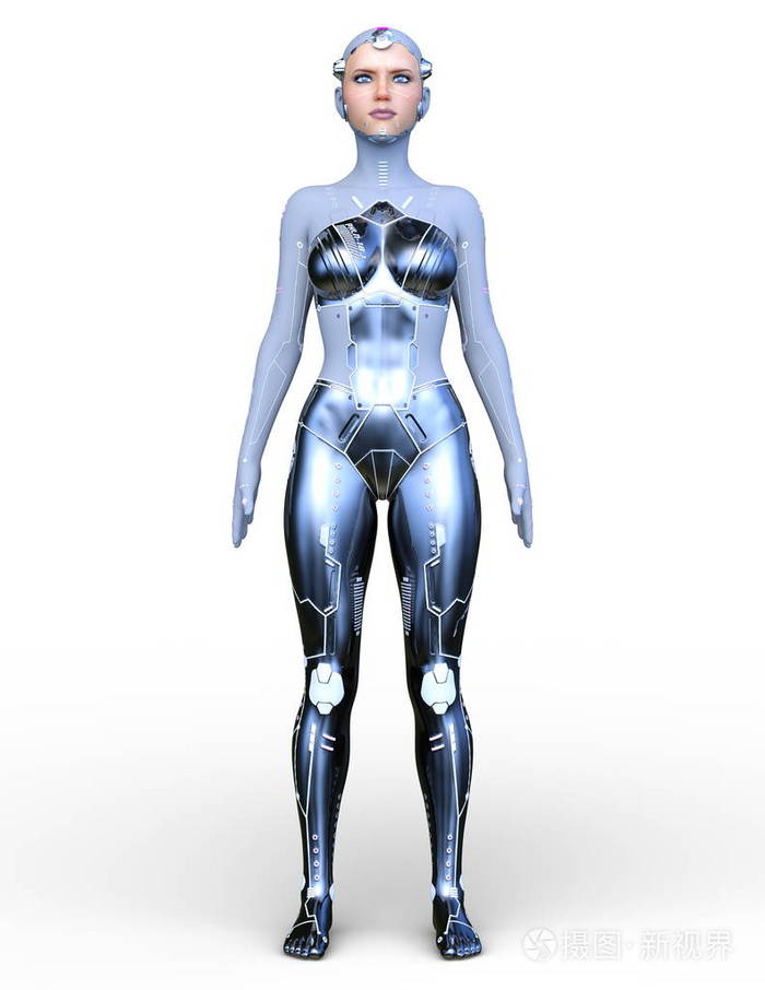 3d机器人的女性模型