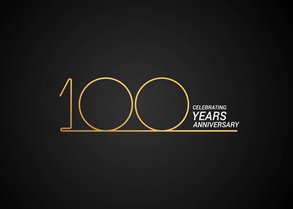 庆祝100周年纪念金黄标志在黑色背景, 向量例证