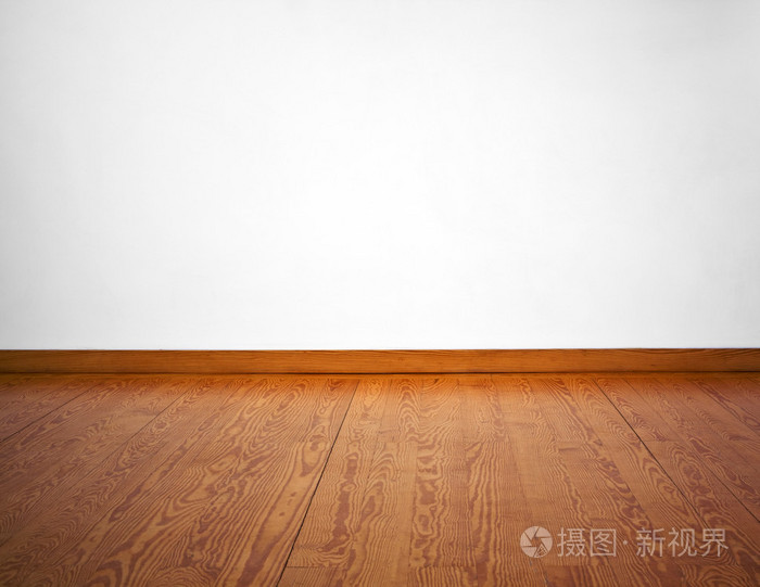 空的白墙,木地板