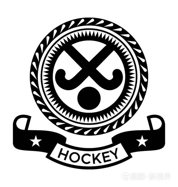 曲棍球会徽平面矢量图标