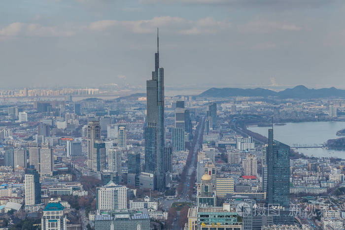 鸟瞰南京城市建筑景观