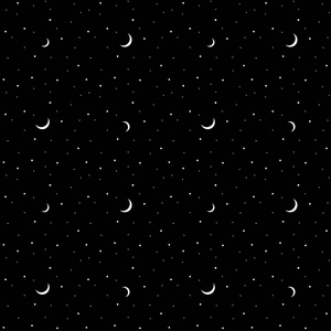 黑白打印一夜繁星满天的月亮.无缝的黑白矢量模式.黑暗的背景.