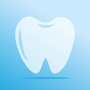 半透明的牙齿被隔离在蓝色梯度背景上。矢量插画 eps 10