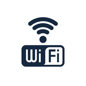 设计的 wifi 图标与文本在白色背景。孤立向量插图