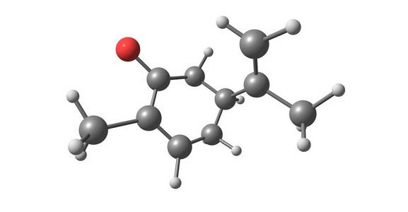 香芹酮是一个叫做萜的化学物质家族的成员。香芹酮在许多精油中自然被发现。3d 插图