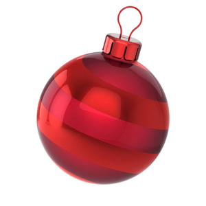 红圣诞球摆设新年前夜冬季装饰球挂饰经典。传统的冬饰品节日快乐圣诞活动符号光泽。3d 插图