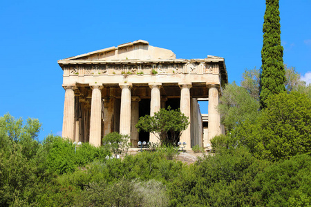 希腊雅典古集市上的赫菲斯托斯庙美景