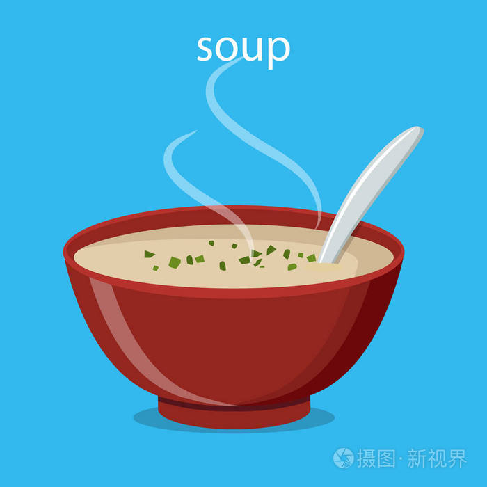 白色背景的蔬菜汤.矢量插图