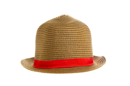 红丝带的特写帽子