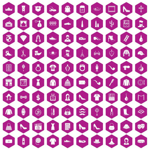 100设计师图标六角紫色