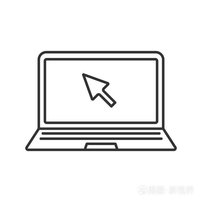 细线插图.计算机.上网冲浪.轮廓符号.矢量隔离轮廓图