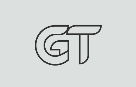 黑白字母 gt g t 标志组合设计适合公司或企业