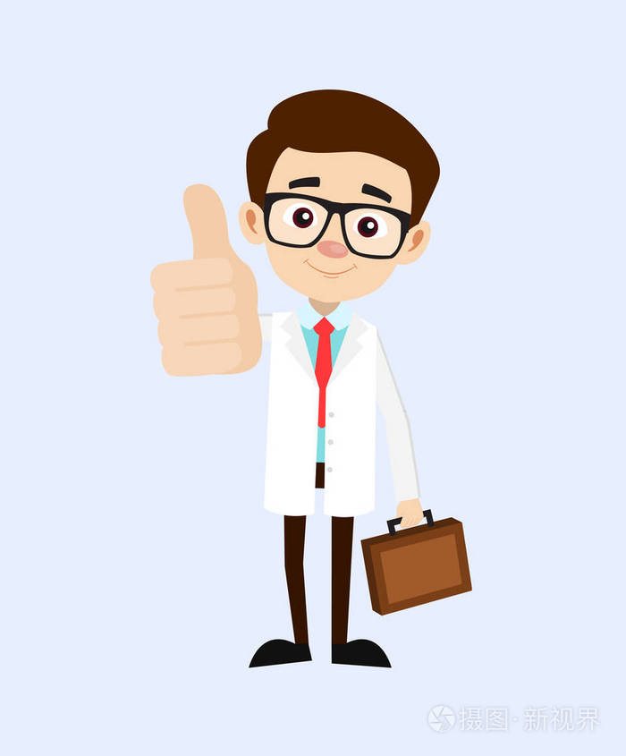年轻医生字符显示竖起大拇指向量插画-正版商用图片05bkzi-摄图新视界