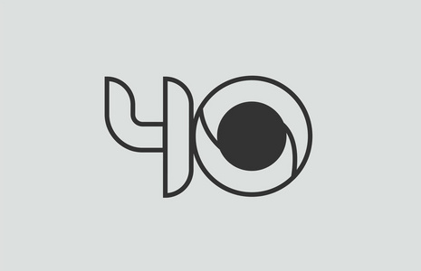 黑白数字40标志设计适合公司或企业照片