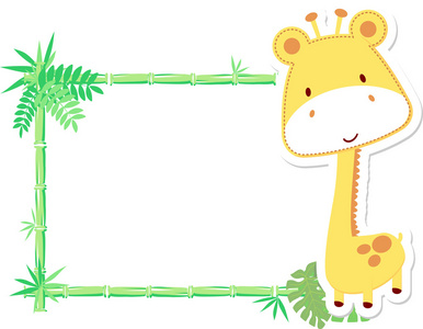 可爱的小宝贝长颈鹿帧矢量照片