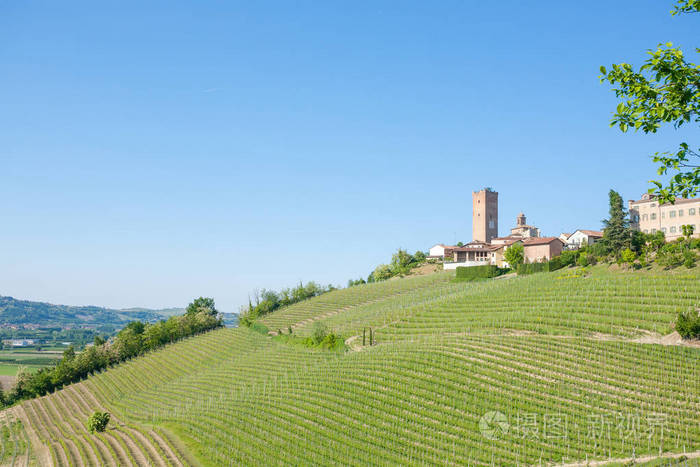 巴巴瑞斯镇视图 从意大利农业langhe 地区的葡萄园 教科文组织世界遗产站点照片 正版商用图片05byag 摄图新视界