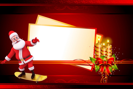 圣诞老人与礼物上的红颜色背景