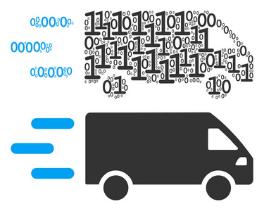 二进制数字快送车拼贴画图片