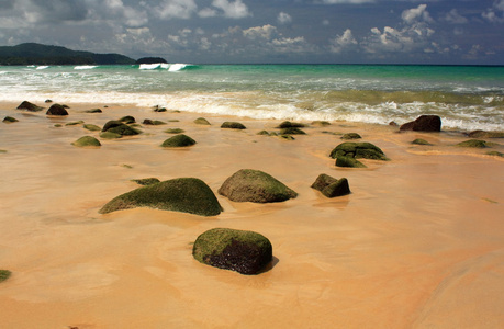异国风情 热带 沙质海滩上的石头